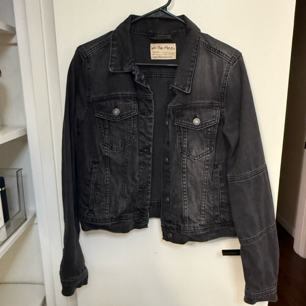 Free People Washed Black Denim Jacket